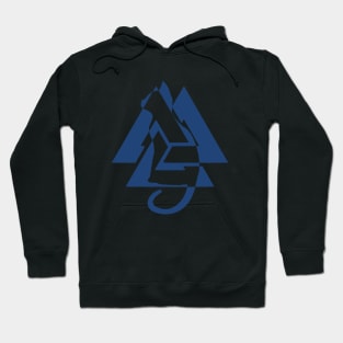 Blue Valknut Cat Silhouette | Norse symbos | Knot Hoodie